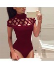 Damskie kombinezony body Playsuits Choker na szyję Bodycon klatkowe rękawy sexy clubwear czarne bluzki plus rozmiar 5xl ubrania