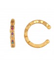 Kobiety CZ Rainbow kolczyki cyrkonia Ear Cuff zestaw dla kobiet Trendy Gold Huggie nausznice Earcuff Crystal Jewelry