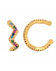 Kobiety CZ Rainbow kolczyki cyrkonia Ear Cuff zestaw dla kobiet Trendy Gold Huggie nausznice Earcuff Crystal Jewelry