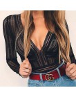 Ellolace Sexy koronkowe Body z długim rękawem kobiety kombinezon bez pleców Mesh przepuszczalność pajacyki miś głębokie dekolt w