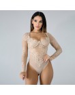 Kryptograficzne seksowne koronkowe prześwitujące z haftem kobiece body modna, patchworka z długim rękawem Teddy 2019 nowe ubrani