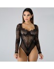 Kryptograficzne seksowne koronkowe prześwitujące z haftem kobiece body modna, patchworka z długim rękawem Teddy 2019 nowe ubrani