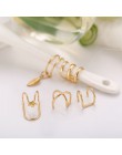 Modyle 5 sztuk/zestaw 2019 moda nausznica złoty liść klipsy Ear Cuff dla kobiet wspinaczy bez przekłuwania uszu fałszywy kolczyk