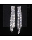 Nowe srebrne z kryształem górskim kryształowe długie kolczyki Tassel dla kobiet Bridal Drop zwisające kolczyki Brincos biżuteria