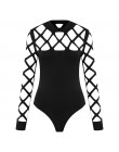 Damskie kombinezony body Playsuits Choker na szyję Bodycon klatkowe rękawy sexy clubwear czarne bluzki plus rozmiar 5xl ubrania