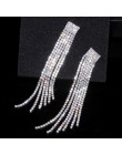 Nowe srebrne z kryształem górskim kryształowe długie kolczyki Tassel dla kobiet Bridal Drop zwisające kolczyki Brincos biżuteria