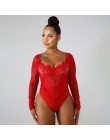 Kryptograficzne seksowne koronkowe prześwitujące z haftem kobiece body modna, patchworka z długim rękawem Teddy 2019 nowe ubrani