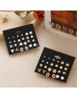 Minimalistyczne mieszane małe kolczyki zestaw moda Rhinestone perła geometryczna kwiat serce gwiazda stadniny kolczyki dla kobie