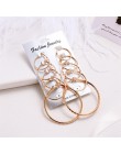 Oversize złoty kolor duże okrągłe kolczyki koła zestaw dla kobiet w stylu vintage steampunk klips do ucha Wedding Party biżuteri