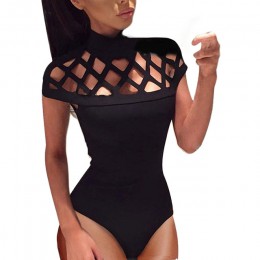 Damskie kombinezony body Playsuits Choker na szyję Bodycon klatkowe rękawy sexy clubwear czarne bluzki plus rozmiar 5xl ubrania
