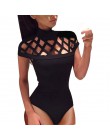 Damskie kombinezony body Playsuits Choker na szyję Bodycon klatkowe rękawy sexy clubwear czarne bluzki plus rozmiar 5xl ubrania