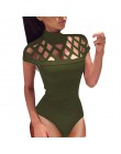 Damskie kombinezony body Playsuits Choker na szyję Bodycon klatkowe rękawy sexy clubwear czarne bluzki plus rozmiar 5xl ubrania