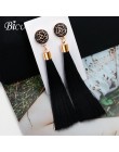 BICUX Fashion czeski Tassel kryształ długie kolczyki biały czerwony jedwabny materiał spadek kolczyki z wiszącymi frędzlami dla 