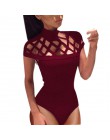 Damskie kombinezony body Playsuits Choker na szyję Bodycon klatkowe rękawy sexy clubwear czarne bluzki plus rozmiar 5xl ubrania