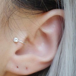Najwyższa jakość 6MM AAA Cezch cyrkon srebrny wypełniony kolczyk tragus dla kobiet Non klips kolczyk Punk Ear Cuff 2018 Brincos