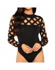 Damskie kombinezony body Playsuits Choker na szyję Bodycon klatkowe rękawy sexy clubwear czarne bluzki plus rozmiar 5xl ubrania