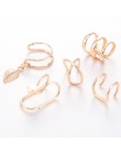 2019 moda 5 sztuk/zestaw nausznica złoty liść klipsy Ear Cuff dla kobiet Earcuff bez przekłuwania uszu fałszywe kolczyki na chrz