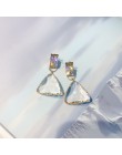 FYUAN popularne geometryczne kolczyki dla kobiet nowy Bijoux trójkąt jasny kryształ spadek kolczyk oświadczenie kolczyk biżuteri