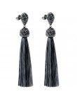 Handmade 12 kolorów długie kolczyki Tassel czeski czarny czerwony różowy biały niebieski jedwab kryształ wiszące kolczyki dla ko