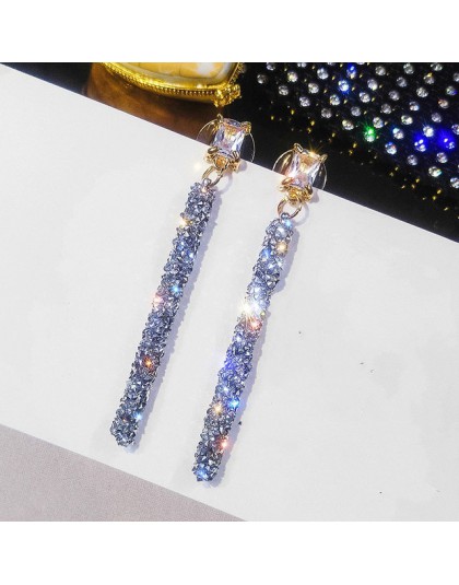 2019 New Fashion Arrival kryształowe klasyczne geometryczne długie zwisające kolczyki dangle dla kobiety damska biżuteria koreań