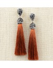 Handmade 12 kolorów długie kolczyki Tassel czeski czarny czerwony różowy biały niebieski jedwab kryształ wiszące kolczyki dla ko