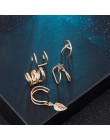 2019 moda 5 sztuk/zestaw nausznica złoty liść klipsy Ear Cuff dla kobiet Earcuff bez przekłuwania uszu fałszywe kolczyki na chrz