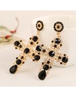 New Arrival Vintage czarny różowy kryształowy krzyż spadek kolczyki dla kobiet barokowy czeski duże długie kolczyki biżuteria Br