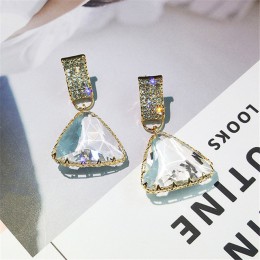 FYUAN popularne geometryczne kolczyki dla kobiet nowy Bijoux trójkąt jasny kryształ spadek kolczyk oświadczenie kolczyk biżuteri
