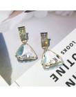 FYUAN popularne geometryczne kolczyki dla kobiet nowy Bijoux trójkąt jasny kryształ spadek kolczyk oświadczenie kolczyk biżuteri
