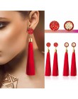 BICUX czarny kryształ kwiat Fringe kolczyki Earing geometryczne długie kolczyki z wiszącymi frędzlami dla kobiet 2019 biżuteria 