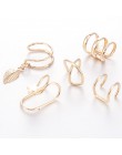 2019 moda 5 sztuk/zestaw nausznica złoty liść klipsy Ear Cuff dla kobiet Earcuff bez przekłuwania uszu fałszywe kolczyki na chrz