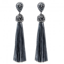 Handmade 12 kolorów długie kolczyki Tassel czeski czarny czerwony różowy biały niebieski jedwab kryształ wiszące kolczyki dla ko