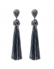 Handmade 12 kolorów długie kolczyki Tassel czeski czarny czerwony różowy biały niebieski jedwab kryształ wiszące kolczyki dla ko