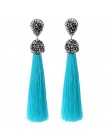 Handmade 12 kolorów długie kolczyki Tassel czeski czarny czerwony różowy biały niebieski jedwab kryształ wiszące kolczyki dla ko