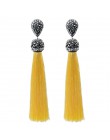 Handmade 12 kolorów długie kolczyki Tassel czeski czarny czerwony różowy biały niebieski jedwab kryształ wiszące kolczyki dla ko