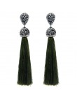 Handmade 12 kolorów długie kolczyki Tassel czeski czarny czerwony różowy biały niebieski jedwab kryształ wiszące kolczyki dla ko