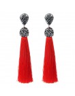 Handmade 12 kolorów długie kolczyki Tassel czeski czarny czerwony różowy biały niebieski jedwab kryształ wiszące kolczyki dla ko