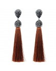 Handmade 12 kolorów długie kolczyki Tassel czeski czarny czerwony różowy biały niebieski jedwab kryształ wiszące kolczyki dla ko