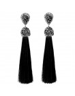 Handmade 12 kolorów długie kolczyki Tassel czeski czarny czerwony różowy biały niebieski jedwab kryształ wiszące kolczyki dla ko