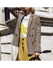 Affogatoo Fashion double breasted plaid blazer damski z długim rękawem slim damski blazer biurowy 2018 Casual jesienna kurtka bl