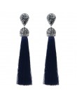 Handmade 12 kolorów długie kolczyki Tassel czeski czarny czerwony różowy biały niebieski jedwab kryształ wiszące kolczyki dla ko