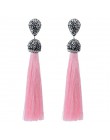 Handmade 12 kolorów długie kolczyki Tassel czeski czarny czerwony różowy biały niebieski jedwab kryształ wiszące kolczyki dla ko