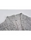 Cekiny z długim rękawem Blazers moda kobiety Shiny blezer na imprezę płaszcz srebrny Casual z długim rękawem żakiet z dzianiny d