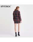 Vintage podwójne piersi postrzępione sprawdzone Tweed Blazers płaszcz kobiety 2020 modne etui kratę panie odzieży dorywczo Casac
