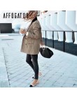 Affogatoo Fashion double breasted plaid blazer damski z długim rękawem slim damski blazer biurowy 2018 Casual jesienna kurtka bl
