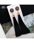 BICUX Fashion czeski Tassel kryształ długie kolczyki biały czerwony jedwabny materiał spadek kolczyki z wiszącymi frędzlami dla 