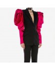 TWOTWINSTYLE Patchwork hit kolorowy damski blezer bufiaste rękawy ząbkowane kobiece marynarki 2020 jesień Plus rozmiar moda nowa