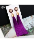 BICUX Fashion czeski Tassel kryształ długie kolczyki biały czerwony jedwabny materiał spadek kolczyki z wiszącymi frędzlami dla 