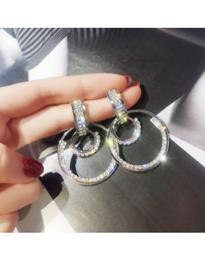 2020 moda luksusowe proste duże okrągłe kolczyki kobiety moda koreański styl Hollow Mesh spadek biżuteria kolczyki w stylu State