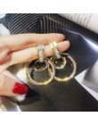 2020 moda luksusowe proste duże okrągłe kolczyki kobiety moda koreański styl Hollow Mesh spadek biżuteria kolczyki w stylu State